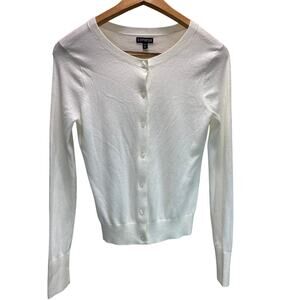 Express White Crew Neck Button Front Cropped Cardigan Women's Size Small